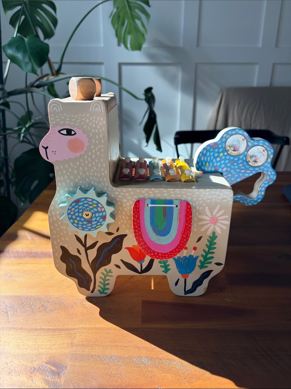 Wooden Llama Xylophone Toy in Multicolor - Kids Musical Learning Toy
